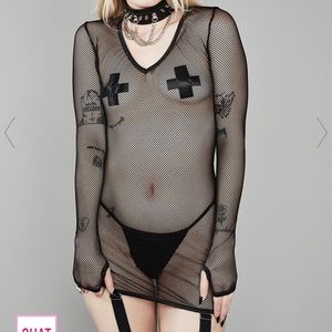 Fishnet garter dress